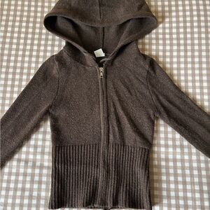Brown Hooded Zip Sweater